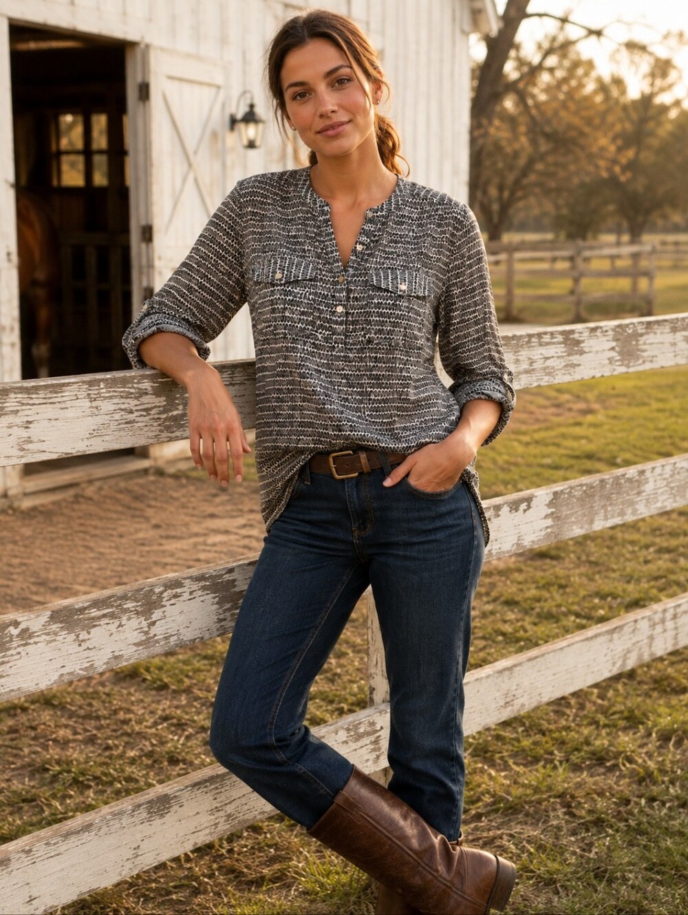 Holding Horses Anthropologie Roll Tab Utility Popover Blouse Cotton Size S - Picture 1 of 4